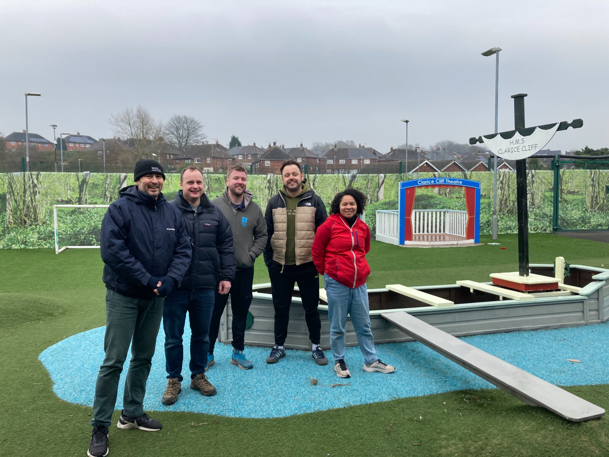 Volunteers on the nursery playground